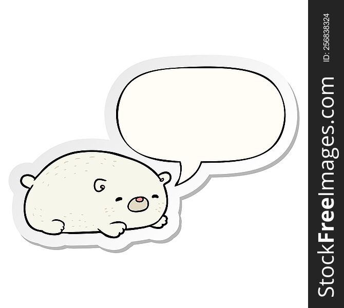 Cute Cartoon Polar Bear And Speech Bubble Sticker