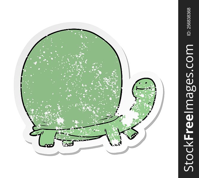distressed sticker of a cartoon tortoise
