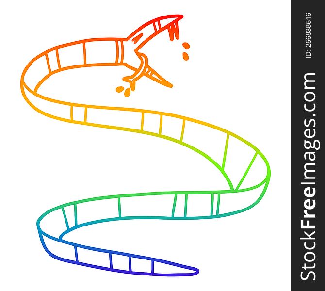 Rainbow Gradient Line Drawing Cartoon Poisonous Snake