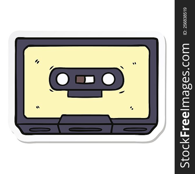 Sticker Of A Cartoon Old Cassette Tape