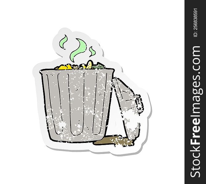 retro distressed sticker of a cartoon garbage can