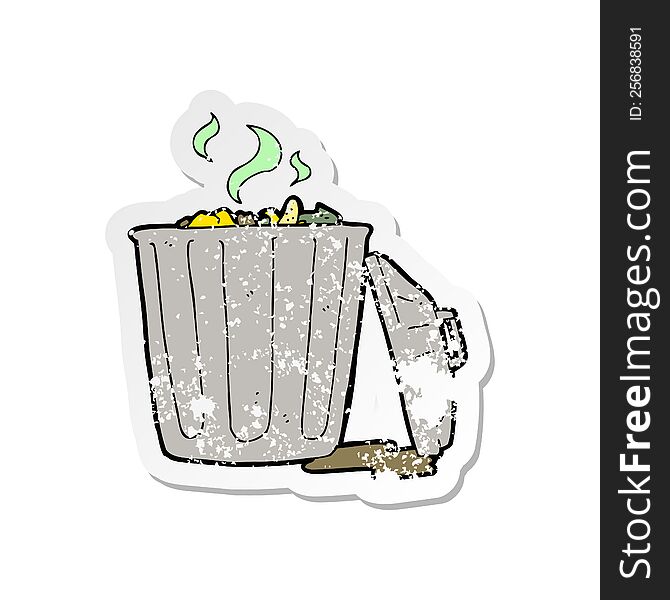 Retro Distressed Sticker Of A Cartoon Garbage Can