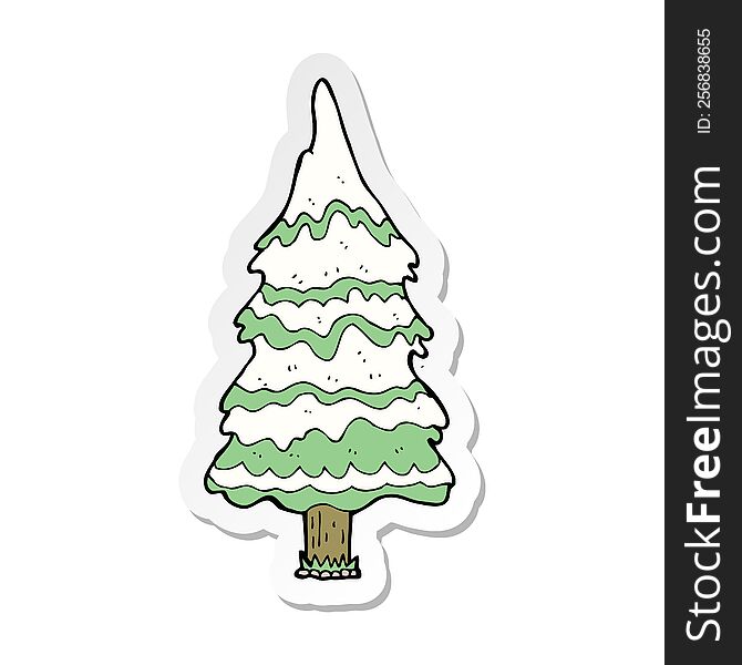 Sticker Of A Cartoon Christmas Tree