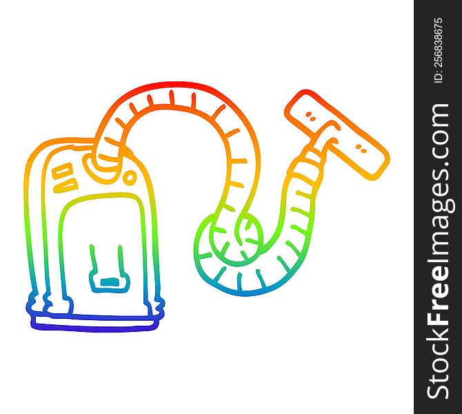 rainbow gradient line drawing of a cartoon vacuum cleaner