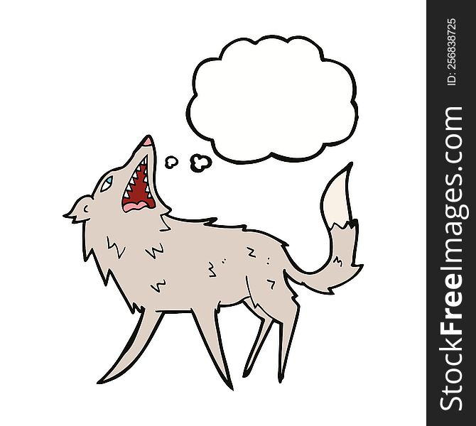 Cartoon Snapping Wolf With Thought Bubble