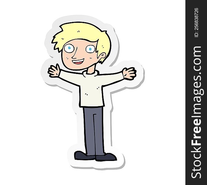 sticker of a cartoon enthusiastic man