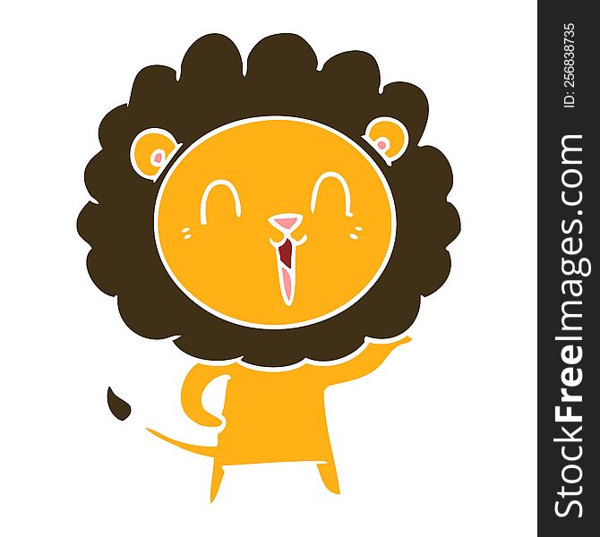 Laughing Lion Flat Color Style Cartoon