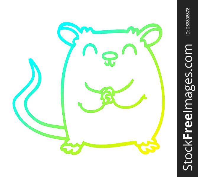 Cold Gradient Line Drawing Cartoon Happy Mouse