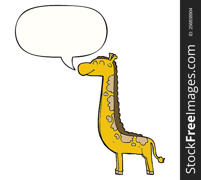 cartoon giraffe with speech bubble. cartoon giraffe with speech bubble