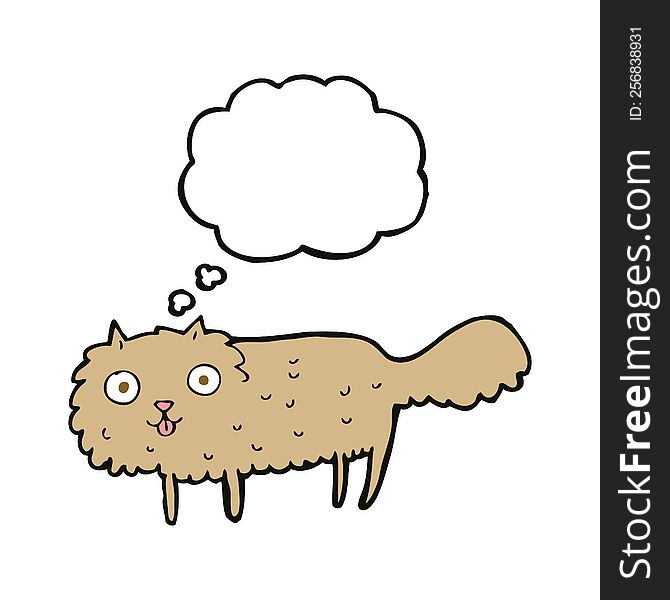 cartoon furry cat with thought bubble