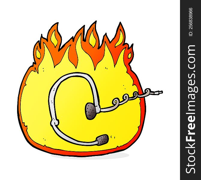 burning call center headset cartoon. burning call center headset cartoon
