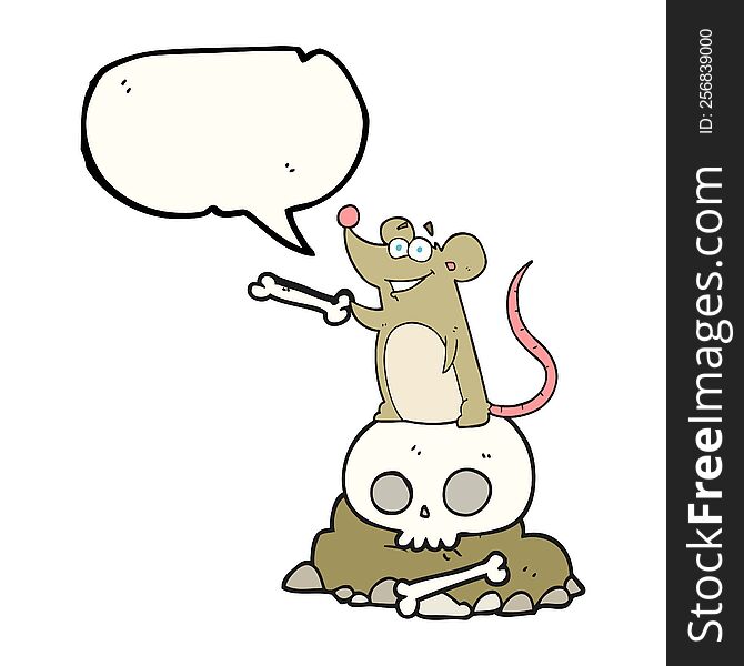 freehand drawn speech bubble cartoon graveyard rat