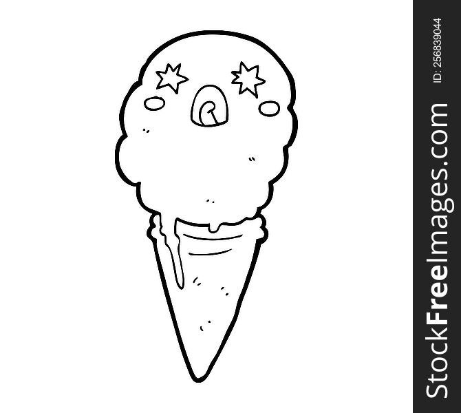 Cartoon Shocked Ice Cream
