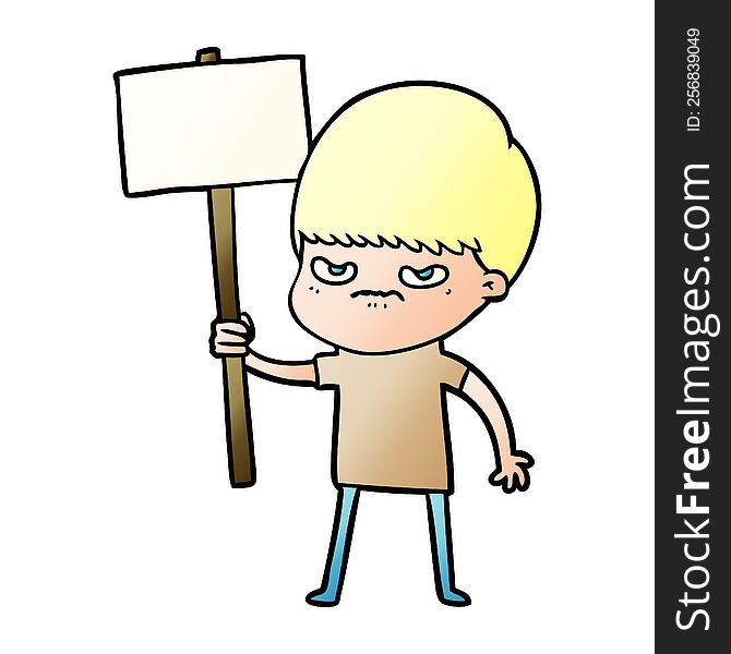 angry cartoon boy protesting. angry cartoon boy protesting