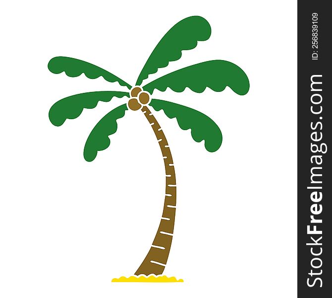 hand drawn quirky cartoon palm tree. hand drawn quirky cartoon palm tree