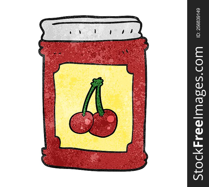freehand textured cartoon cherry jam jar