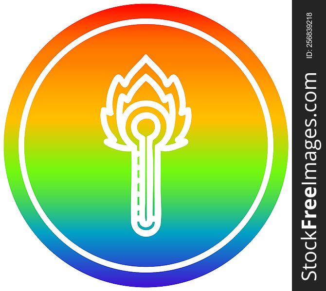 flaming thermometer circular icon with rainbow gradient finish. flaming thermometer circular icon with rainbow gradient finish