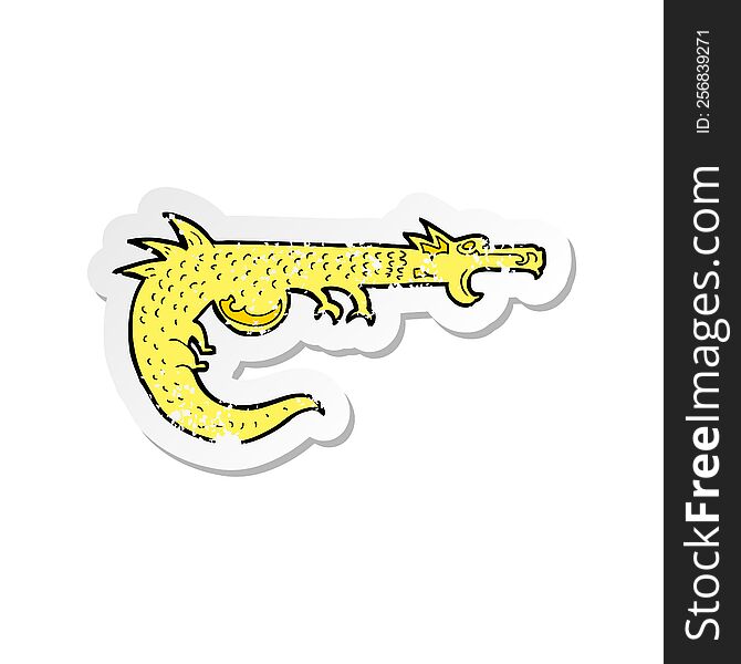 retro distressed sticker of a cartoon medieval dragon