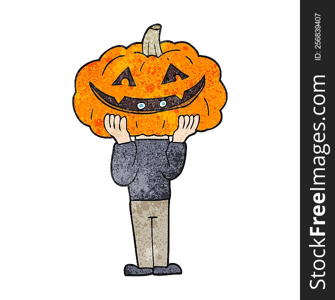 freehand textured cartoon pumpkin head halloween costume