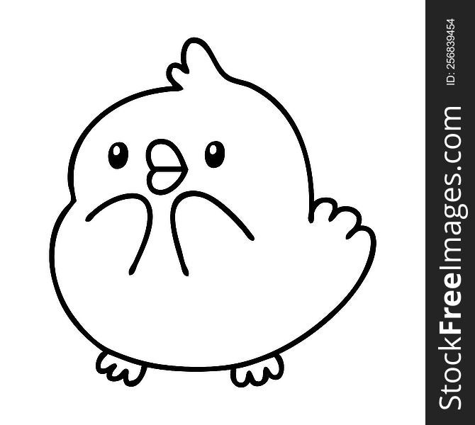 line doodle of a cute baby bird looking surprised. line doodle of a cute baby bird looking surprised