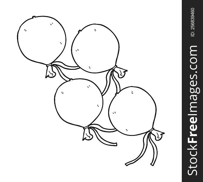 freehand drawn black and white cartoon balloons