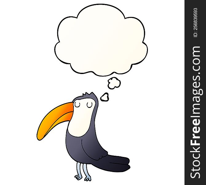 cartoon toucan with thought bubble in smooth gradient style