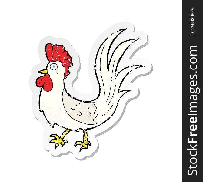 Retro Distressed Sticker Of A Cartoon Cockerel