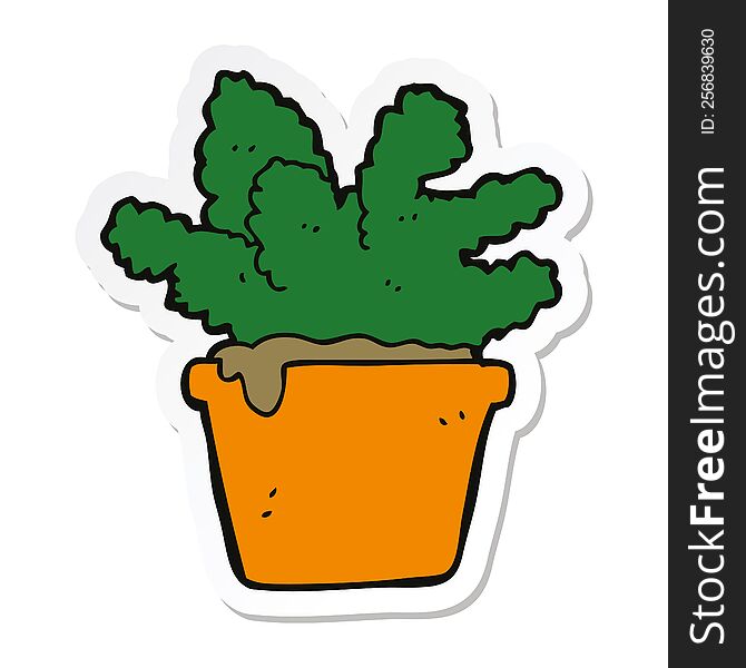 Sticker Of A Cartoon House Plant