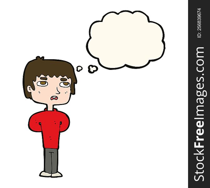 Cartoon Unhappy Man With Thought Bubble