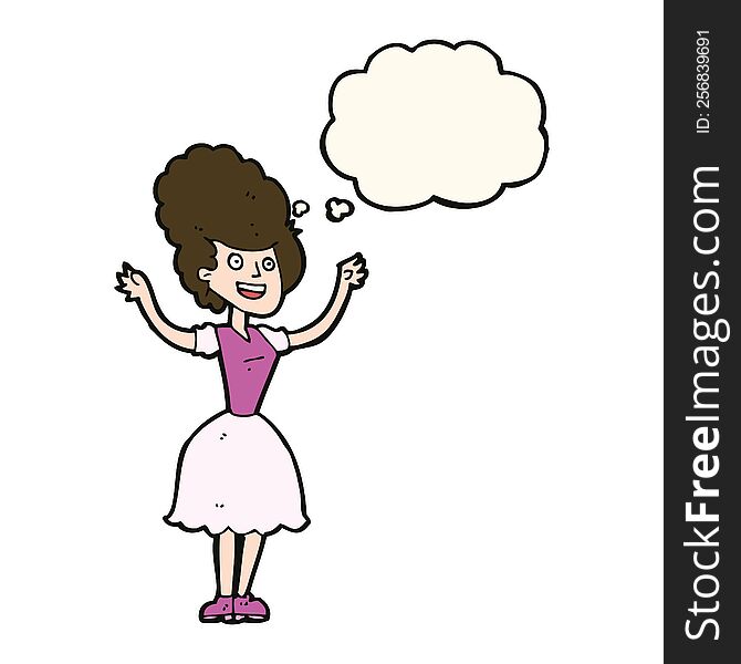 Cartoon Happy 1950 S Woman With Thought Bubble