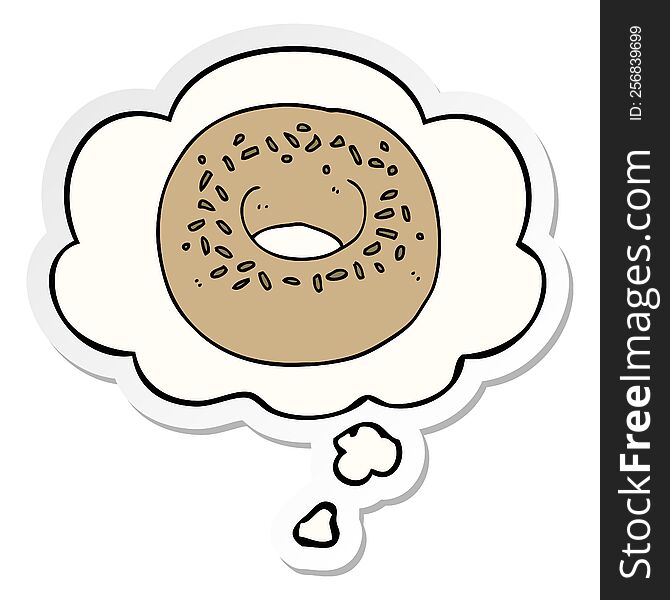 Cartoon Donut And Thought Bubble As A Printed Sticker