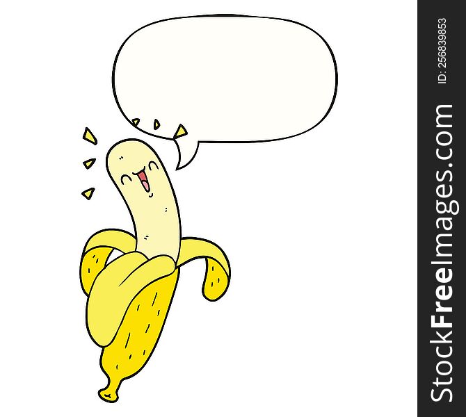 Cartoon Banana And Speech Bubble