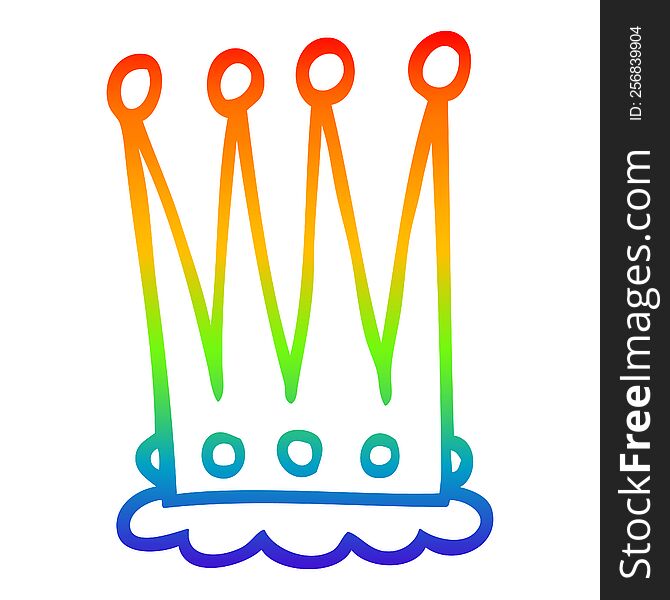 rainbow gradient line drawing of a cartoon crown