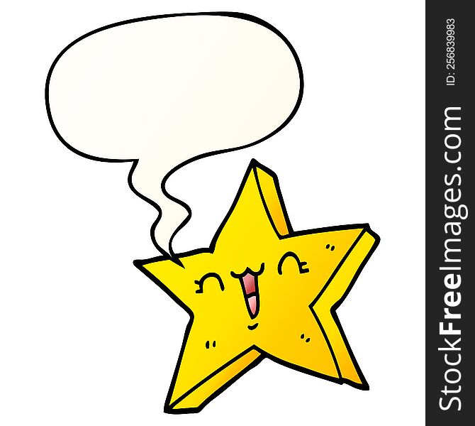 Cute Cartoon Star And Speech Bubble In Smooth Gradient Style