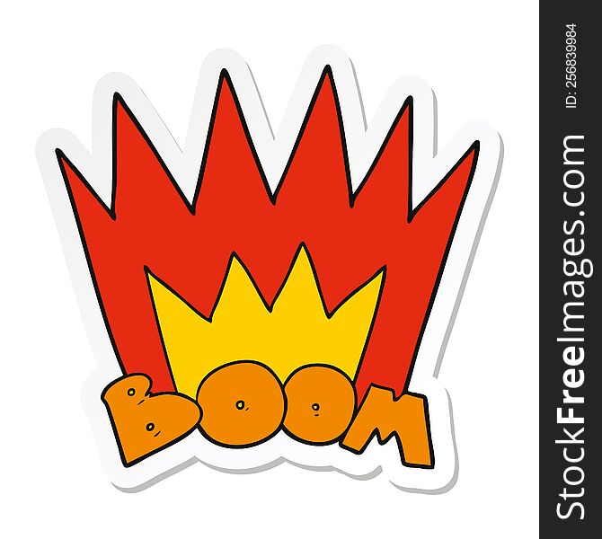 sticker of a cartoon boom sign