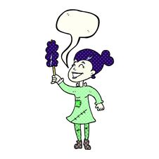 Comic Book Speech Bubble Cartoon Undead Monster Lady Cleaning Stock Images