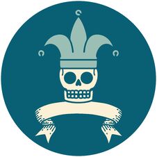 Icon With Banner Of A Skull Jester Stock Images