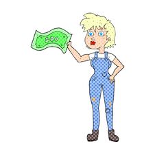 Free Cartoon Confident Farmer Woman With Money Stock Photo - 256848500