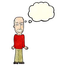 Free Cartoon Dad Shrugging Shoulders With Thought Bubble Stock Photo - 256849650
