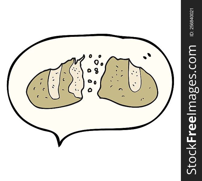 freehand drawn speech bubble cartoon loaf of bread