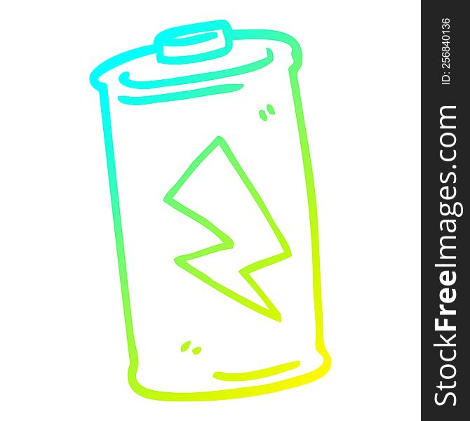 cold gradient line drawing of a cartoon battery