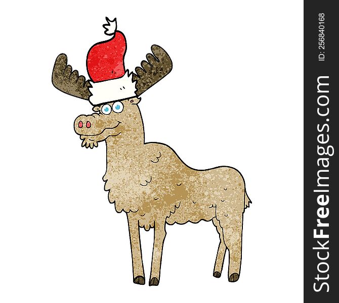 freehand textured cartoon christmas moose