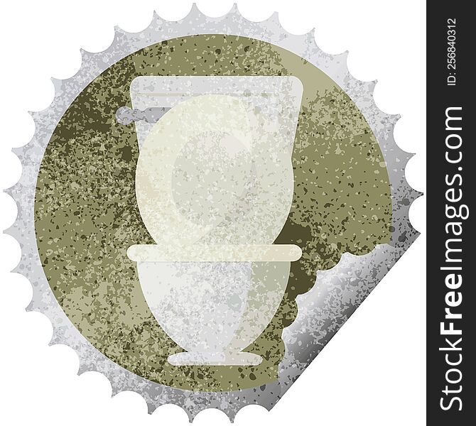 Open Toilet Round Sticker Stamp