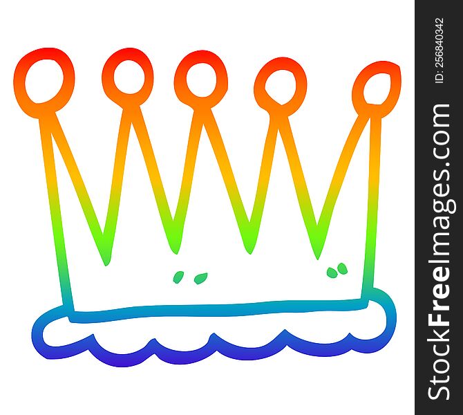 rainbow gradient line drawing of a simple cartoon crown