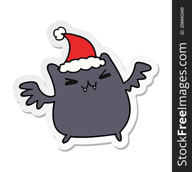 Christmas Sticker Cartoon Of Kawaii Bat