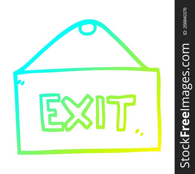 cold gradient line drawing cartoon exit sign