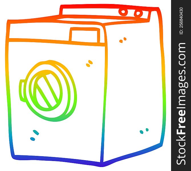 rainbow gradient line drawing of a cartoon tumble dryer