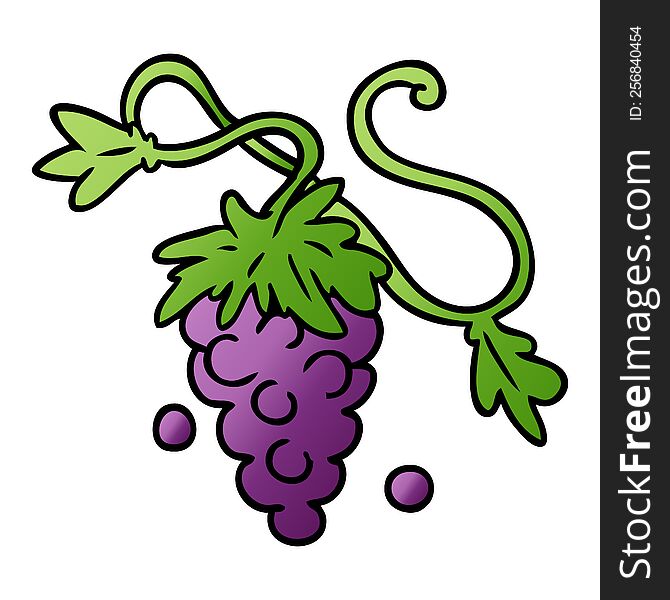 Gradient Cartoon Doodle Of Grapes On Vine