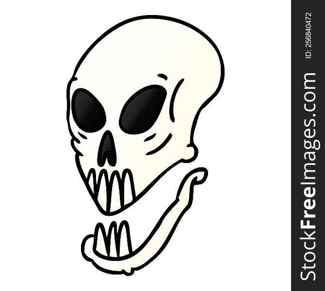 Gradient Cartoon Doodle Of A Skull Head