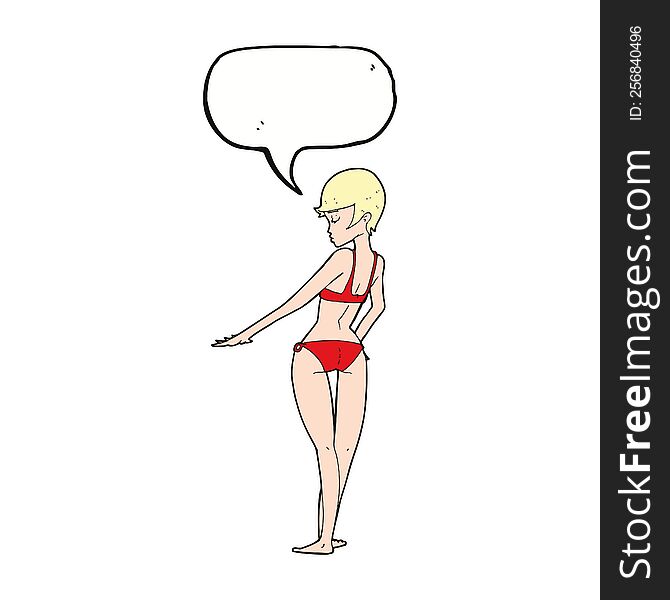 Cartoon Bikini Woman With Speech Bubble